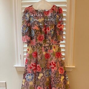 Teri Jon by Rickie Freeman Embroidered Floral Dress  Size 10